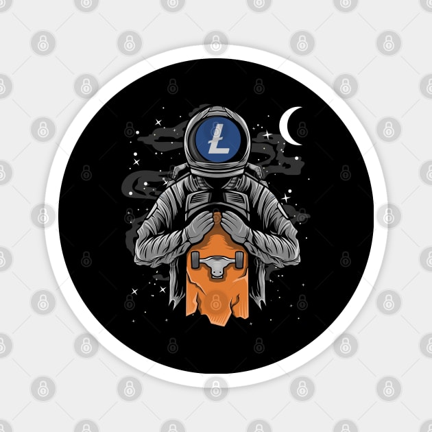 Astronaut Skate Litecoin Lite Coin LTC To The Moon Crypto Token Cryptocurrency Wallet Birthday Gift For Men Women Kids Magnet by Thingking About